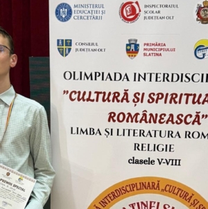 Elevul David Cheța de la Școala Gimnazială „Vasile Alecsandri” Baia Mare, distins cu Premiul Special la etapa națională a Olimpiadei Interdisciplinare „Cultură și Spiritualitate românească”