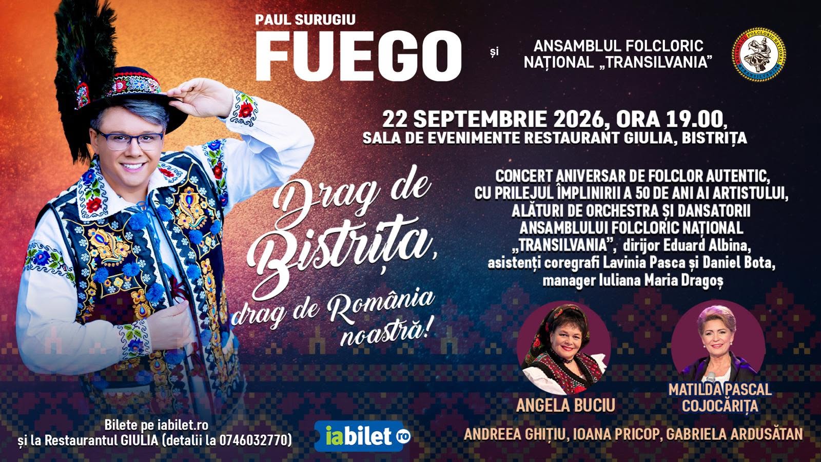 Fuego sărbătorește 50 de ani printr-un concert aniversar alături de Ansamblul Folcloric Național „Transilvania”