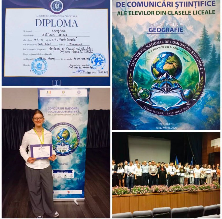 Lucacista Ariana Brăilescu, premiată la Concursul Național de Comunicări Științifice ale Elevilor de Liceu la Geografie