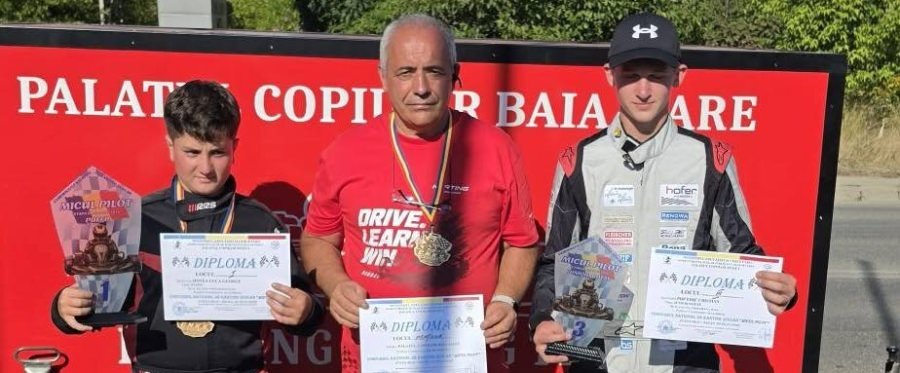 Piloții cercului de karting Baia Mare, pe podium la etapa a III-a a Campionatului Național de Karting Școlar