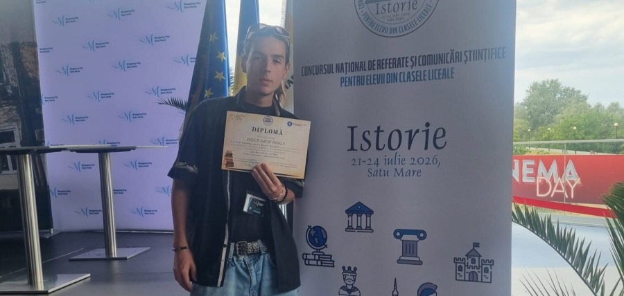 Performanță pentru Liceul Tehnologic „George Barițiu” Baia Mare: Elevul David Poduț a obținut 88,5 puncte la etapa națională a Concursului de Referate și Comunicări Științifice la Istorie