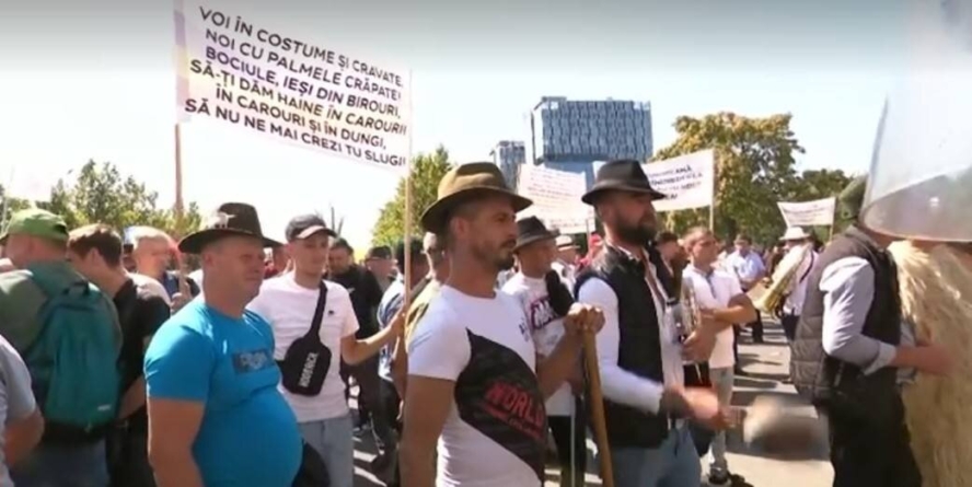 Protest tensionat al oierilor la București. Jandarmii au folosit gaze lacrimogene
