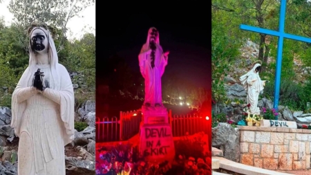 Incredibil! Mesaje ofensatoare și vopsea neagră pe statuile Fecioarei Maria de la Medjugorje
