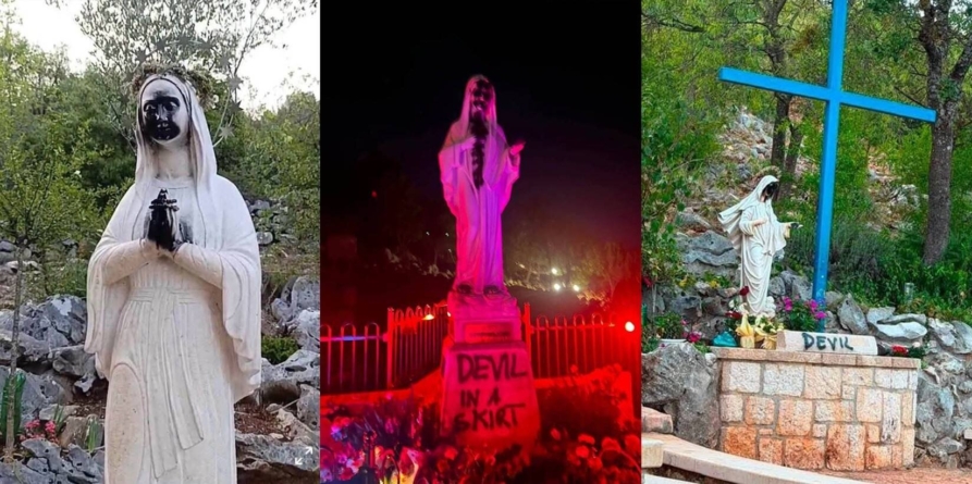 Incredibil! Mesaje ofensatoare și vopsea neagră pe statuile Fecioarei Maria de la Medjugorje