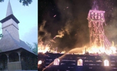 Incendiu puternic la biserica de lemn din Poșta. Pompierii au intervenit cu mai multe echipaje