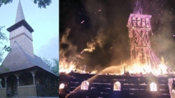 Incendiu puternic la biserica de lemn din Poșta. Pompierii au intervenit cu mai multe echipaje