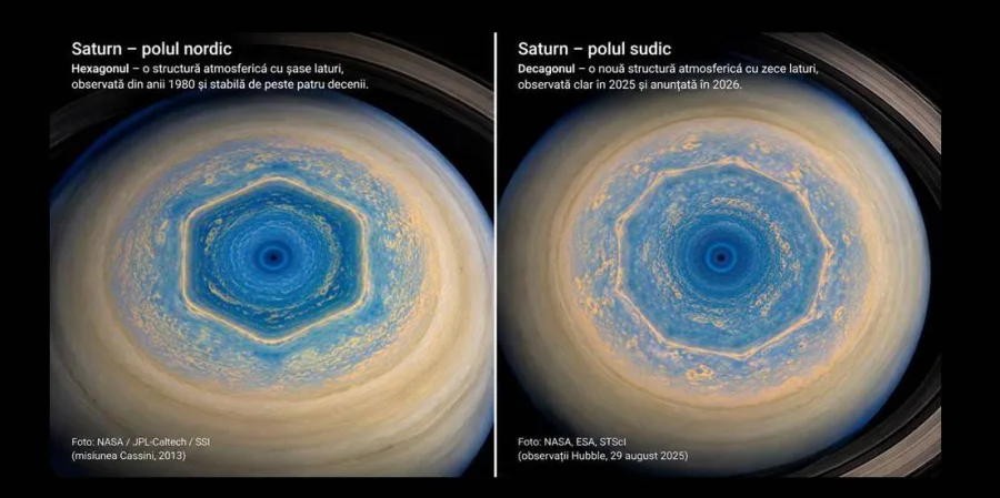 Saturn avea un hexagon. Acum, astronomii au descoperit și o formă uriașă cu zece laturi