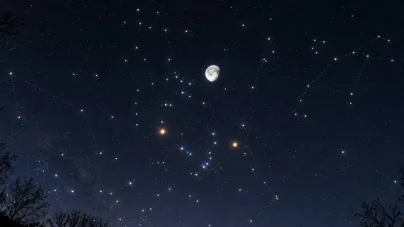 Luna și două stele roșiatice vor desena în această noapte un triunghi luminos, amintind de vechi povești despre iubire și dor.